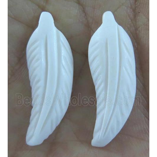 white cattle bone leaf pendant