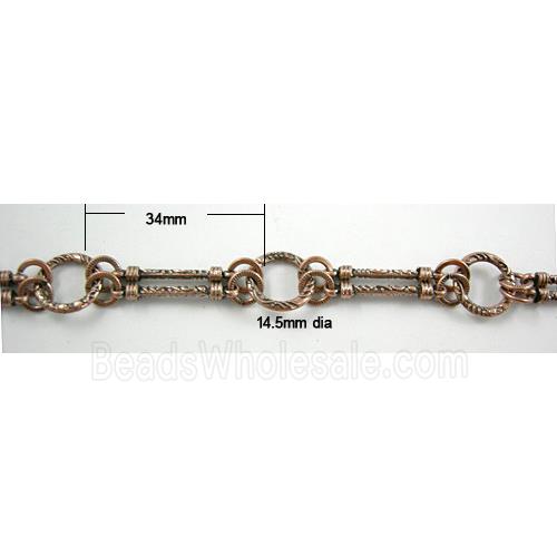 Tibetan silver Alloy Chain, light gold plated
