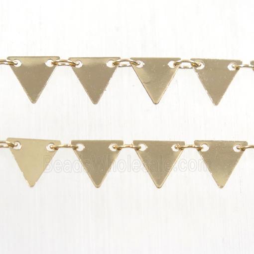 Copper chain, triangle, gold plated
