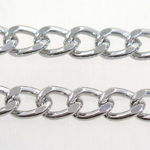iron curb chain, platinum plated
