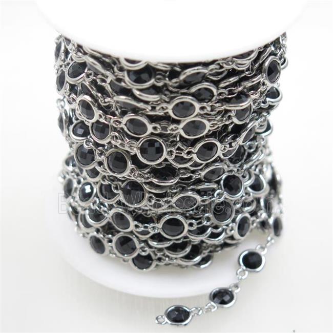 copper chain with black Chinese crystal glass, platinum plated