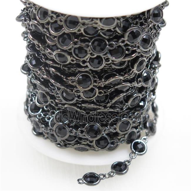 copper chain with black Chinese crystal glass, black plated