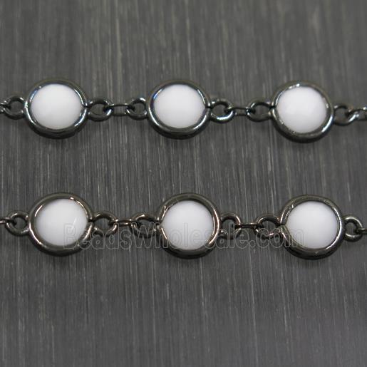 copper chain with white Chinese crystal glass, black plated