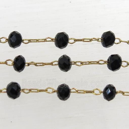 copper chain with black Chinese crystal glass bead