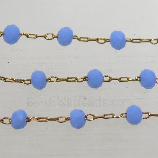 copper chain with blue Chinese crystal glass bead