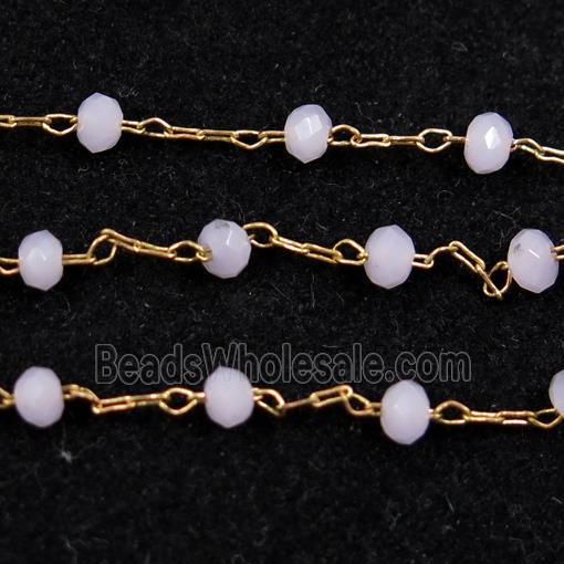 copper chain with pink Chinese crystal glass bead