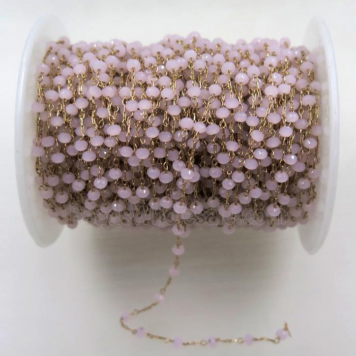 copper chain with pink Chinese crystal glass bead