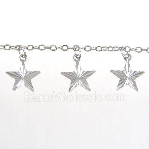 copper chain with star, platinum plated