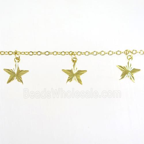 copper chain with star, gold plated