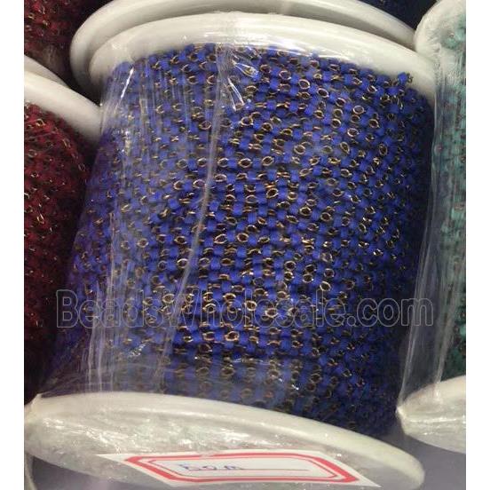 blue crystal glass seed beaded chain