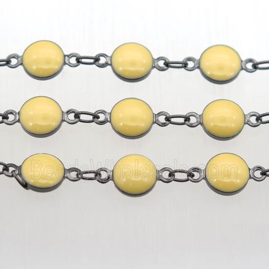 yellow Porcelain Glass Chain, black plated