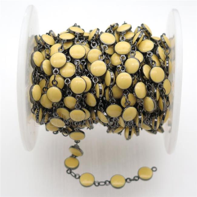 yellow Porcelain Glass Chain, black plated