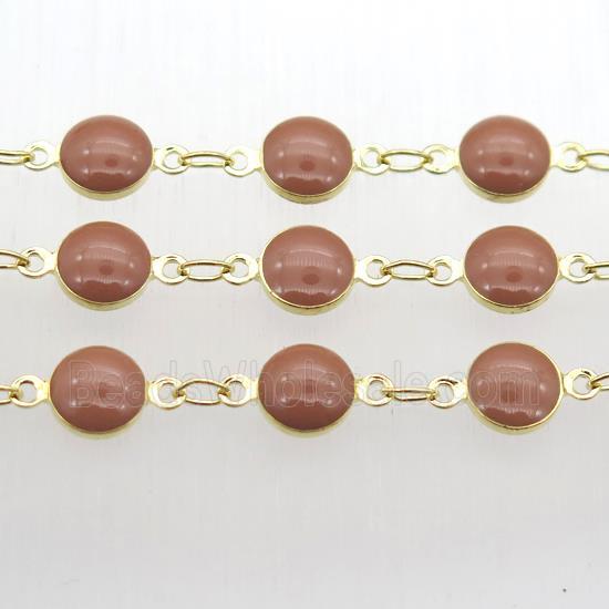 Chocolate Porcelain Glass Chain, gold plated