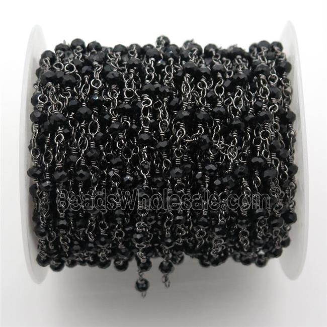 copper chain with black crystal glass, black plated