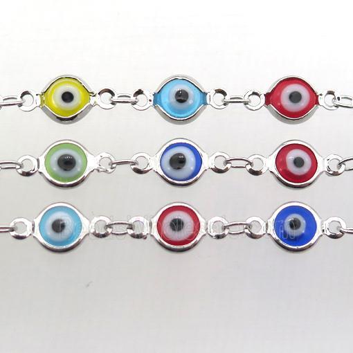 copper chain with evil eye, platinum plated