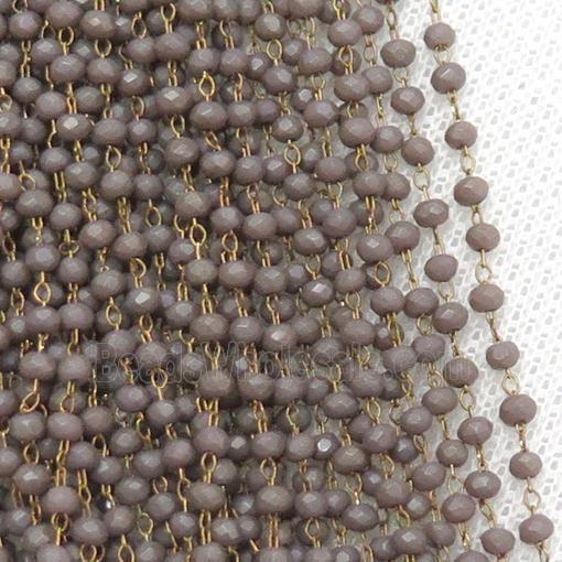 raw brass chain with matte crystal glass