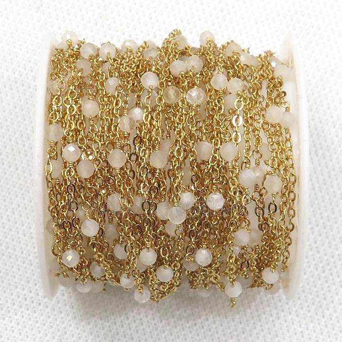 copper chain with white moonstone, gold plated