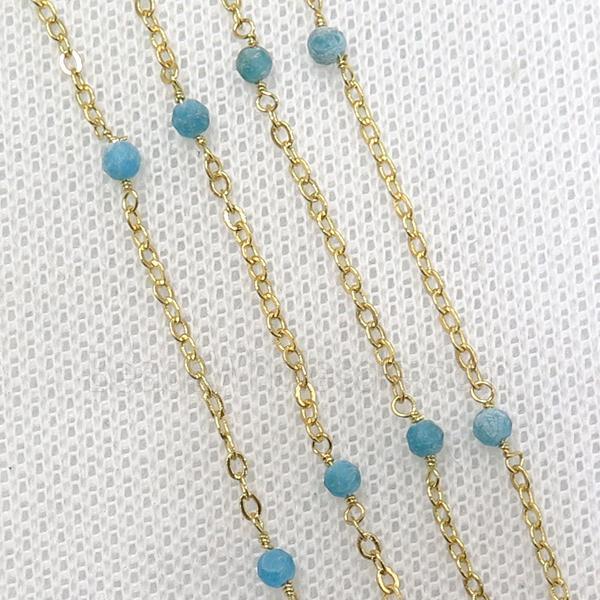 copper chain with apatite, gold plated
