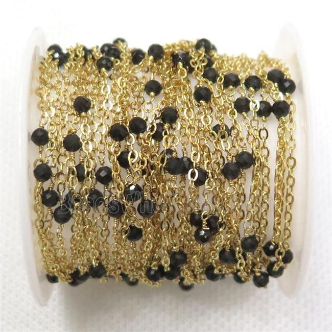 copper chain with Obsidian, gold plated