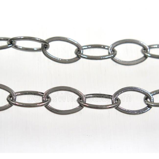 copper chain, black plated, oval