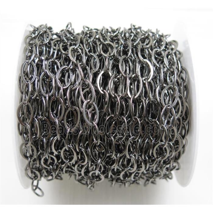 copper chain, black plated, oval