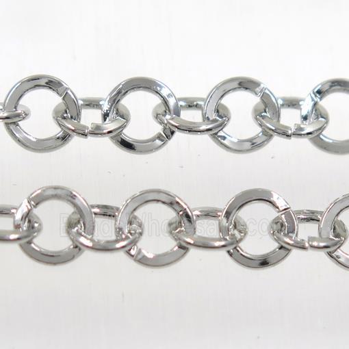 iron rolo chain, platinum plated