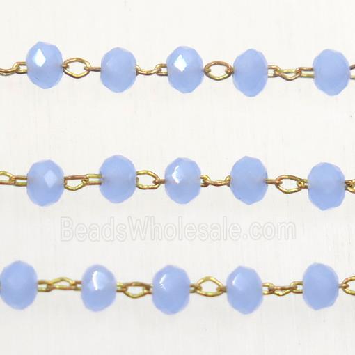 copper chain with lavender rondelle Chinese Crystal Glass beads