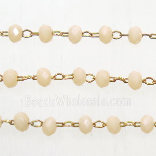 copper chain with rondelle Chinese crystal glass beads