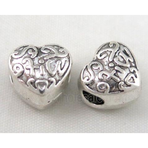 heart bead, tibetan silver Non-Nickel