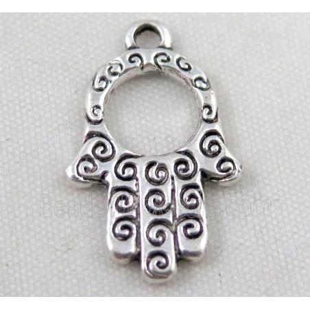 Tibetan silver hamsahand pendant, Non-nickel