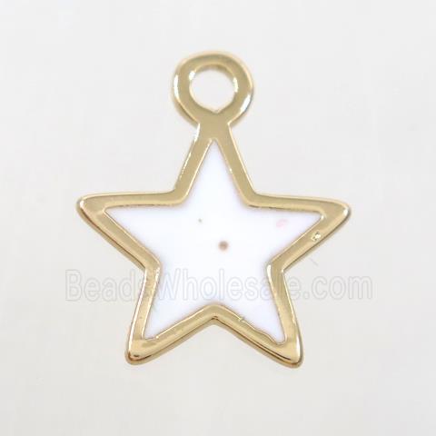 copper star pendant, white enamel, gold plated