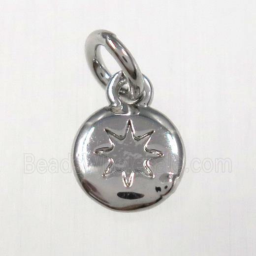 copper northstar pendants, circle, platinum plated