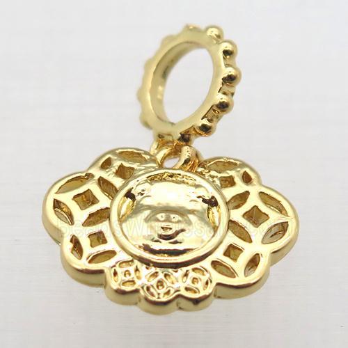 copper pig pendant, gold plated