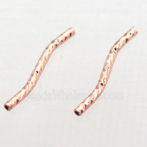 copper bend tube beads, rose gold