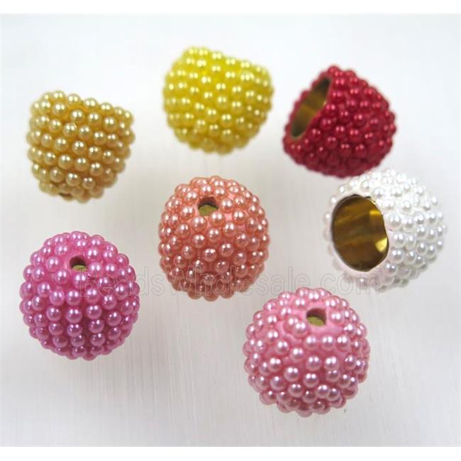 copper tassel bail pave resin ball, cloche, mix color