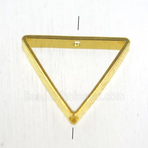 brass triangle bead, 2 holes, gold plated