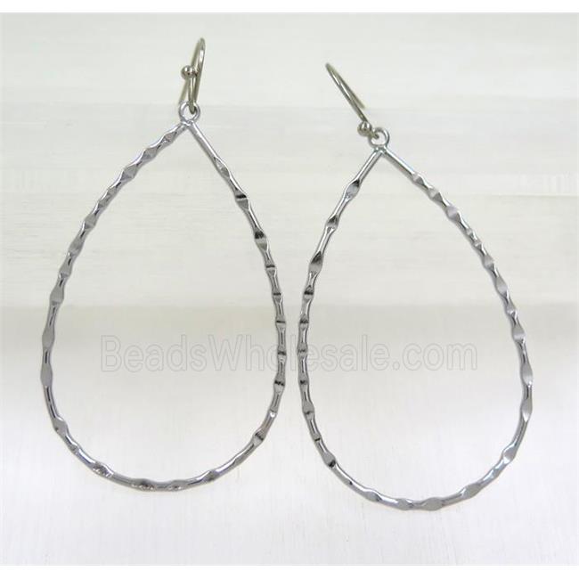 brass earing hook, teardrop, platinum plated