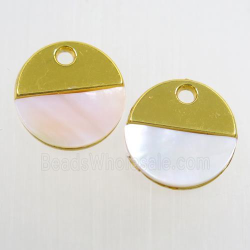 colorfast copper pendant paved shell, gold plated