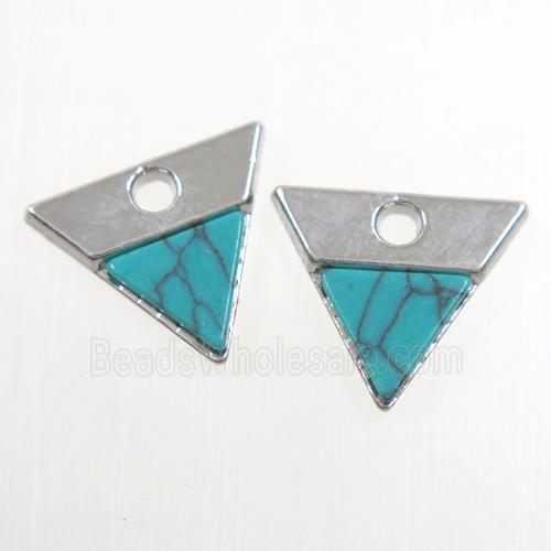 colorfast copper pendant paved turquoise, triangle, plated