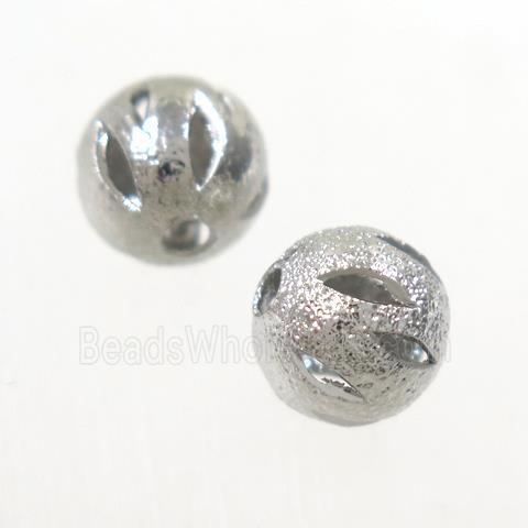 round copper beads, carved, platinum plated