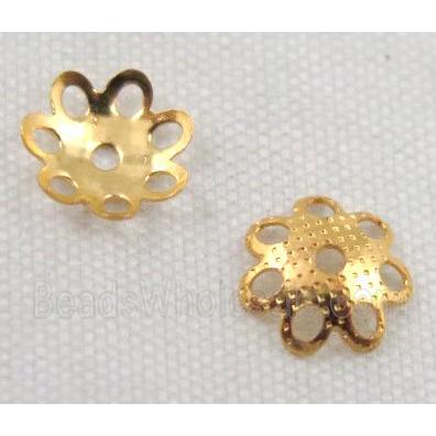copper beadcaps, gold plated