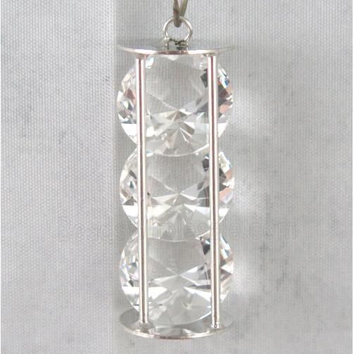 rhinestone pendant, platinum plated