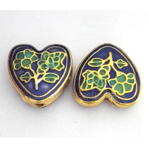 enameling copper heart bead, colorfast