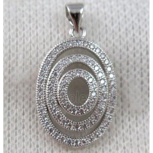 copper pendant paved zircon, platinum plated