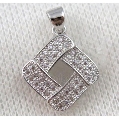 copper pendant paved zircon, platinum plated