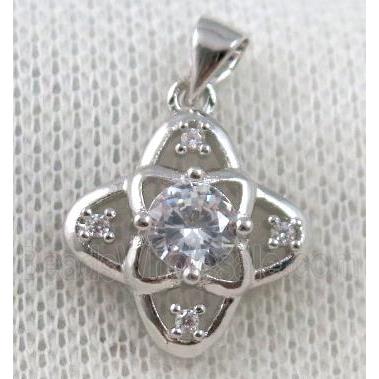 copper star pendant paved zircon, platinum plated