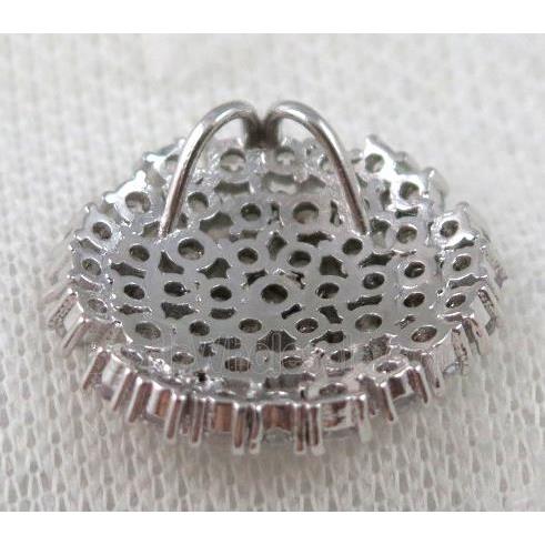 copper pendant paved zircon, platinum plated