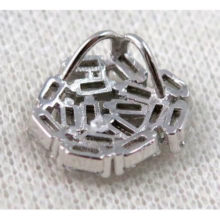 copper pendant paved zircon, platinum plated