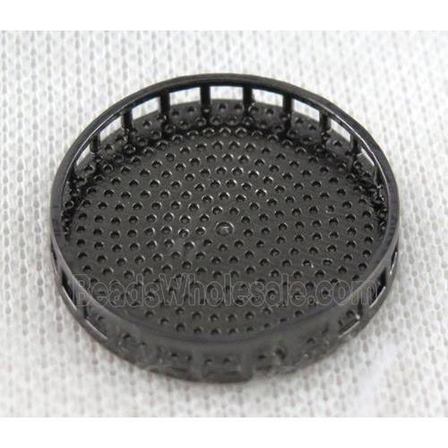 copper bead paved zircon, circle, black plated