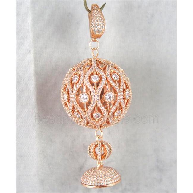 copper pendant clasp paved zircon, rose gold